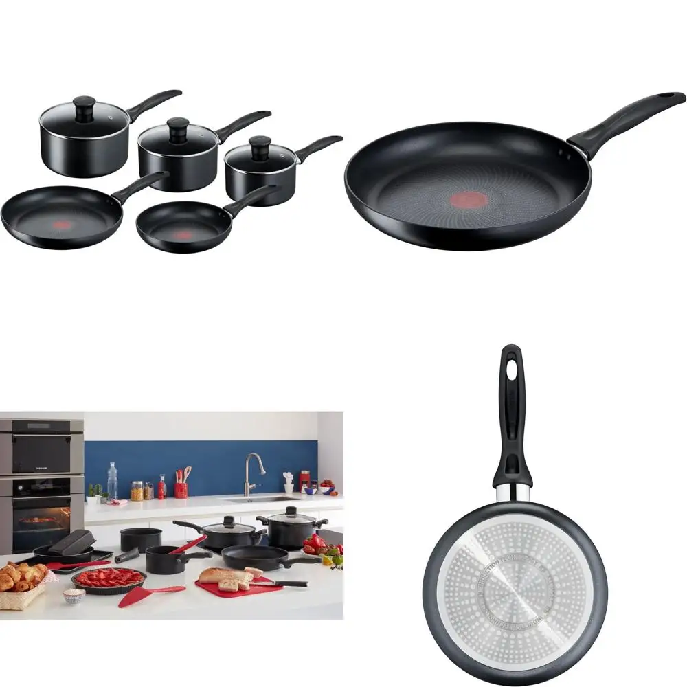 Juego de utensilios de cocina antiadherentes de 5 piezas compatibles con inducción Tefal con cacerolas de 16/18/20 cm y sartenes de 22/26 cm, termo-señal Ind