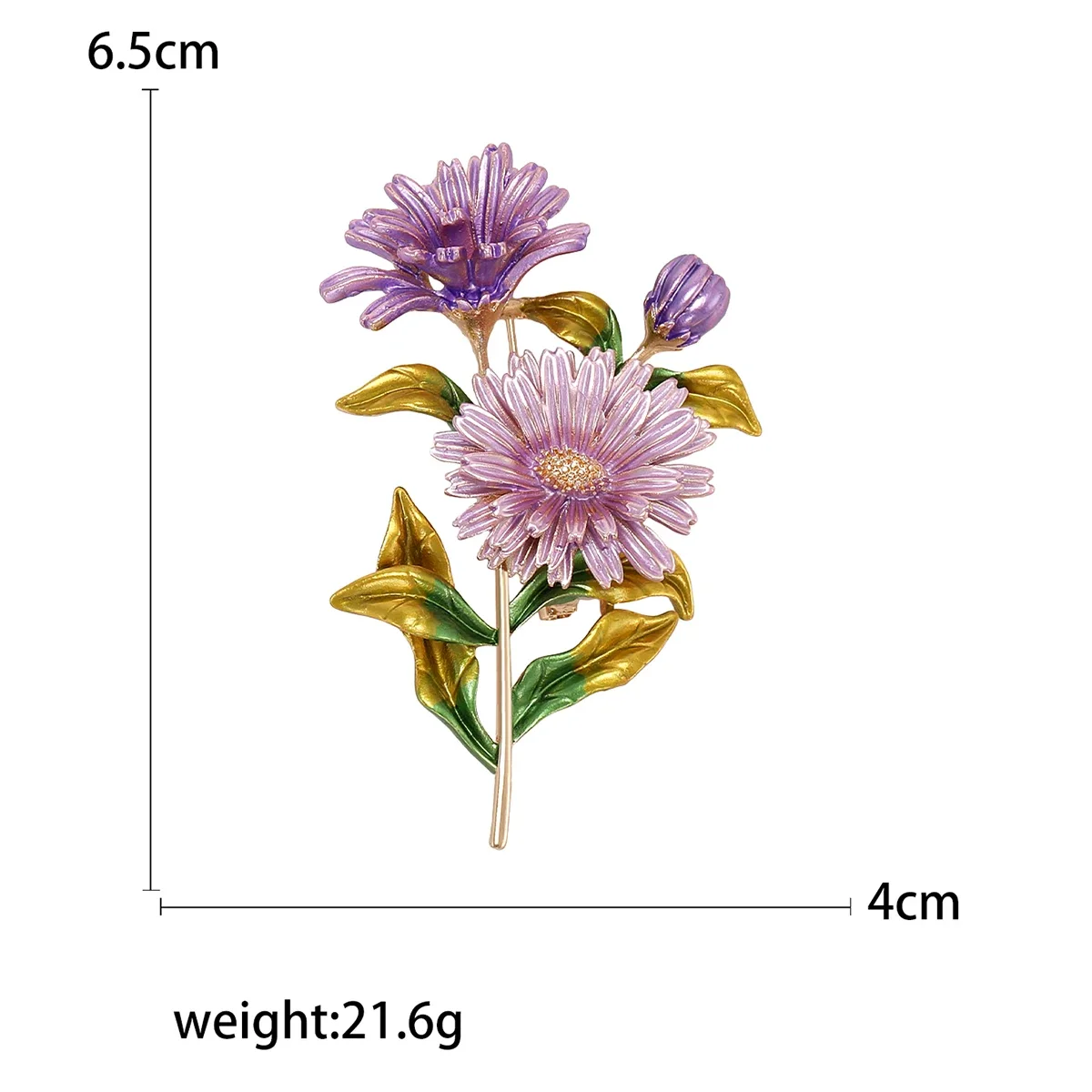 Enamel Chrysanthemum Pin for Women Sunflower Brooches Flower Leaf Pins Office Party Friend Gifts Jewelry Accessories