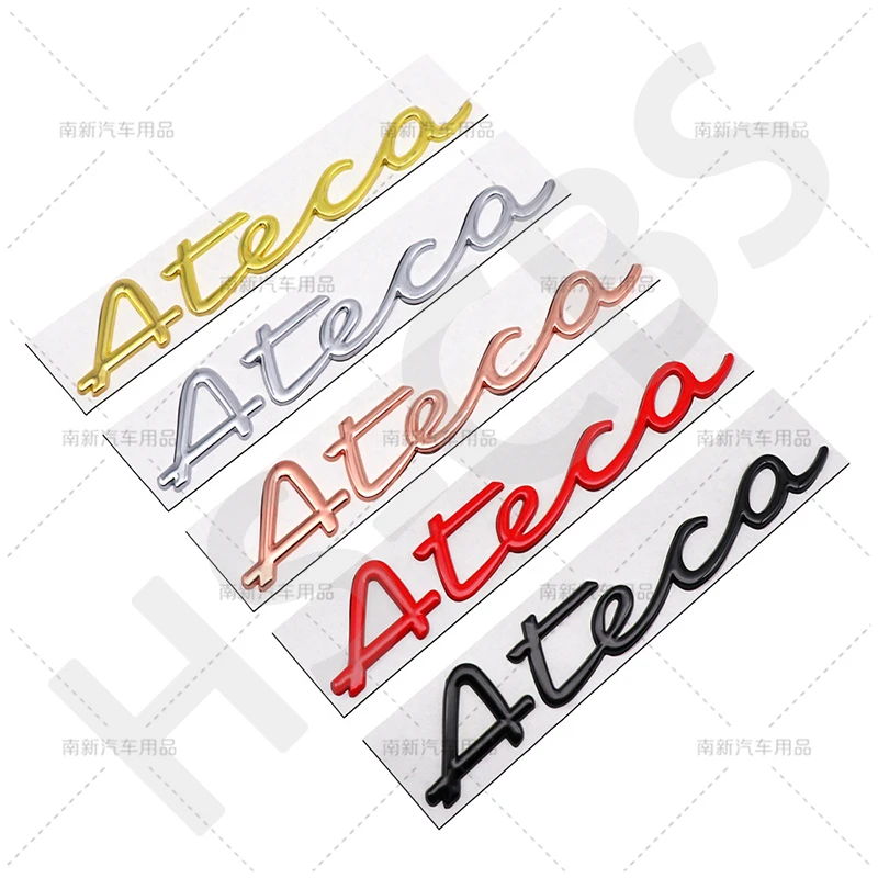 1Pcs 3D Metal ATECA Letter Emblem Logo Rear Trunk Badge Side Fender Decals Split Conjoined Stickers Alphabet Styling Accessories