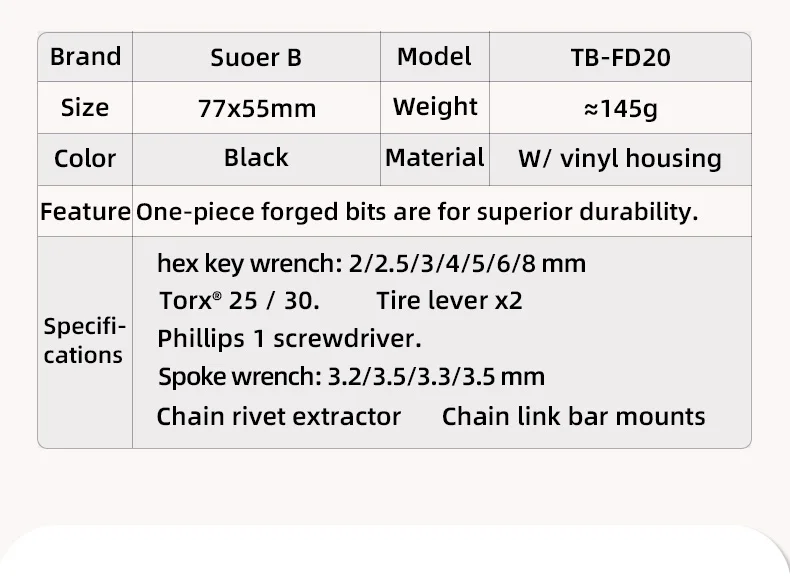 Super B 18 in 1 Mini Fahrrad Multi tool Fahrrad Reparatur Multifunktion werkzeuge 1/2/2/3/4/5/6/8mm Inbus schlüssel Ketten werkzeug langlebig – Detail 4