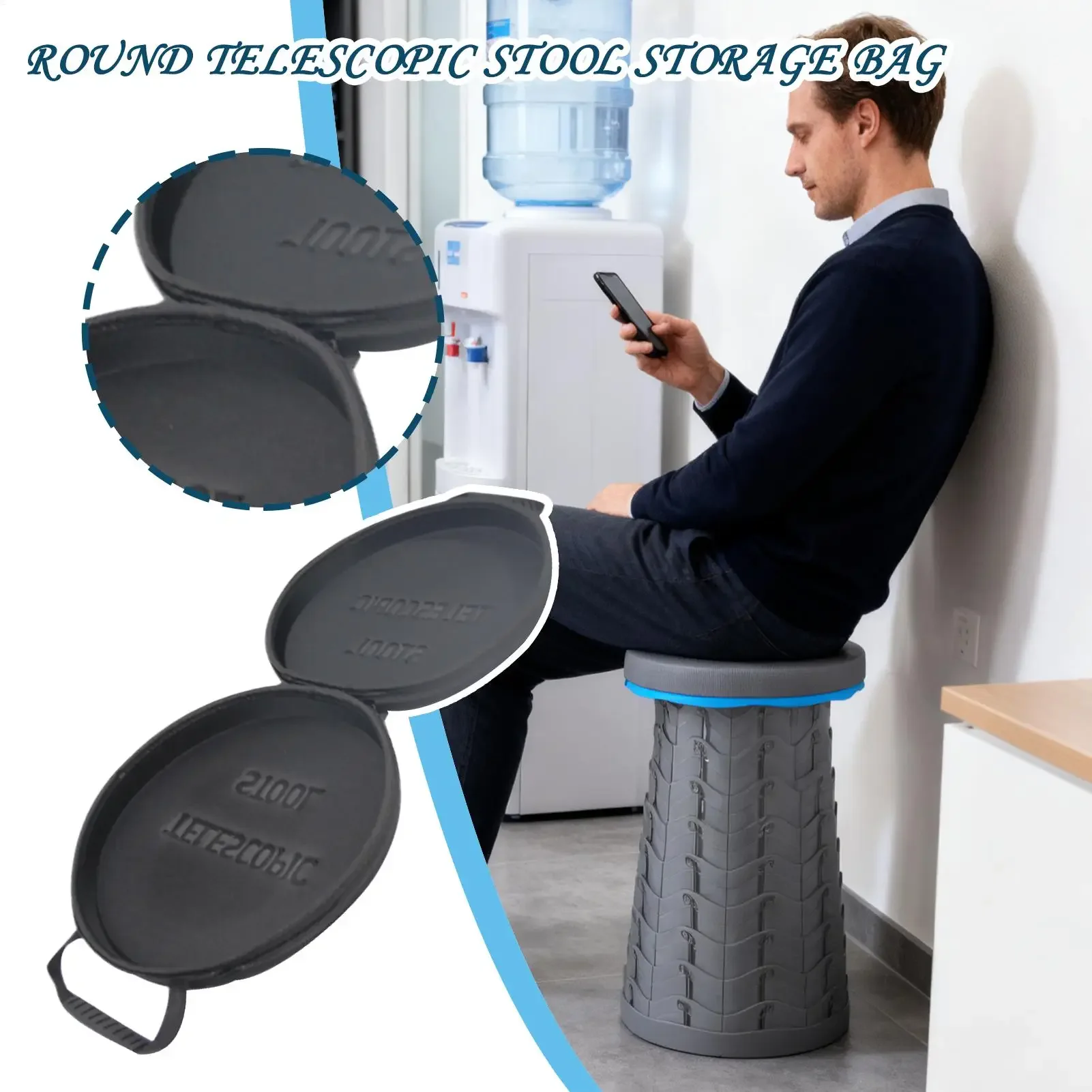 

Foldable Stool Storage Case Wide Opening Waterproof Telescoping Stool Hard Cover Organizer For Photography Sketching Camping