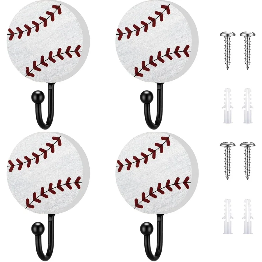 

4 шт. бейсбольный настенный декор, винтажные бейсбольные крючки, украшения, деревянные крючки для одежды, настенный спортивный декор для ванной комнаты, вешалка для полотенец