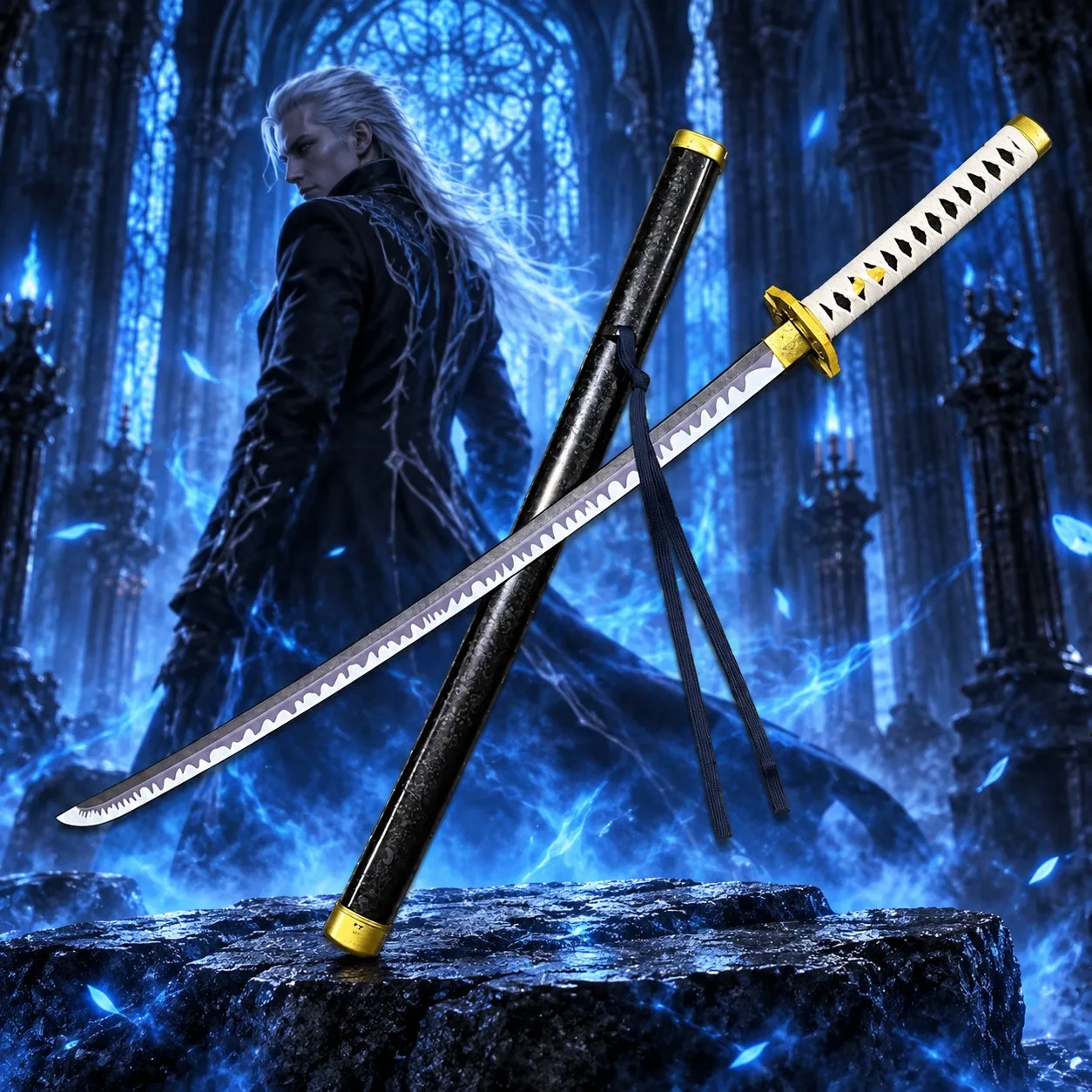 40in Yamato Vergil Katana Real Size Japanese Katana Samurai Sabre Ninja Knife Anime Devil May Cry 5 Cosplay Prop Sword Toy Gift