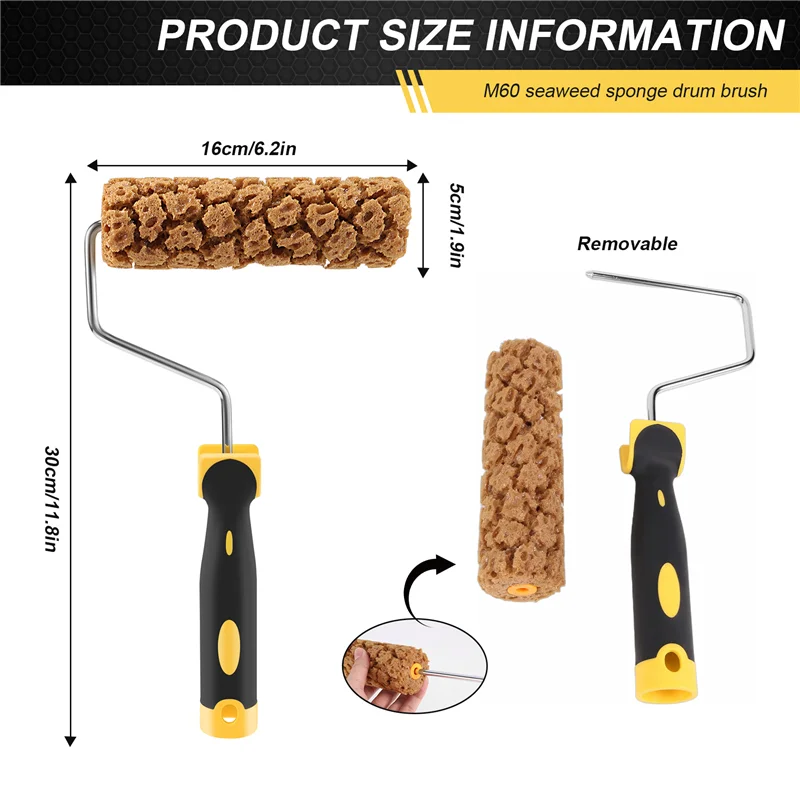 PORK-M60 Seaweed Sponge Roller Brush Imitation Seaweed Sponge Roller Pattern Liquid Wallpaper Paint Texture Tool