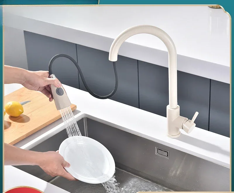 Bathroom Accessories Stainless Steel Yan Da Curved Rotatable Pull-out Vegetable Basin Faucet