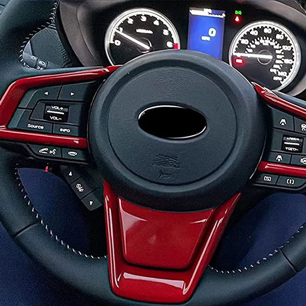 لوحة عجلة قيادة السيارة ، إطار تشذيب لسوبارو فورستر XV crossstrek Outback Impreza ، إكسسوارات داخلية ، أحمر ، 3 av