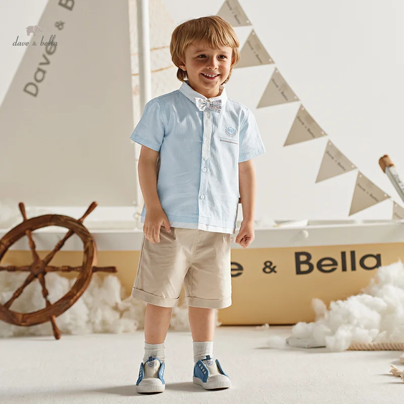 

Dave Bella Boy's Suit 2024 New Summer Clothes Children's Short-Sleeved Clothes Shorts Baby Gentleman Two-Piece Set DB2241005