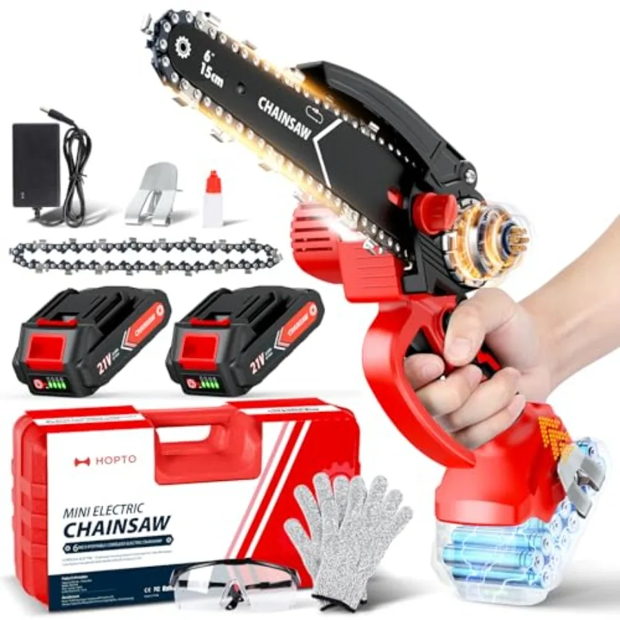 

Аккумуляторная мини-цепная пила 6 дюймов, 2 шт., 2000 мАч, портативная, беспроводная, для резки дерева, подарки на день рождения и Рождество для мужчин