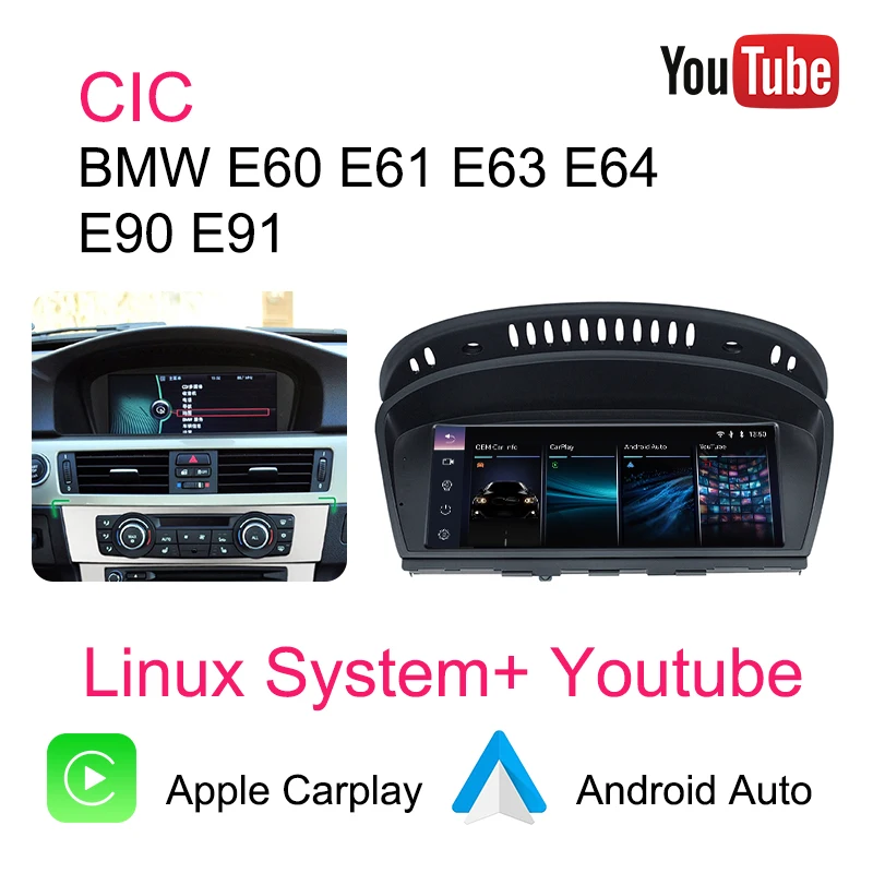 Bonroad 8.8 " Linux draadloze Carplay Android Auto multimediaspeler autoradio voor BMW Serie E60 E61 E62 E63 E90 E91 E92 E93 - afbeelding 1