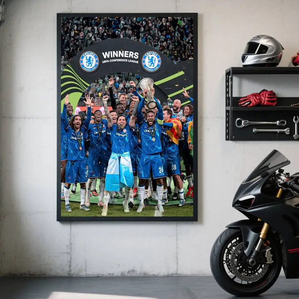 نادي تشيلسي لكرة القدم يفوز بعنوان ملصق فني ذاتي اللصق مقاوم للماء ملصق ورقي لديكور جدران غرفة المقهى #6