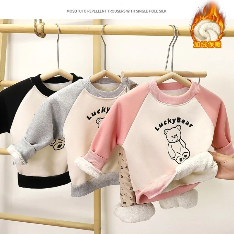 

Осенний детский флисовый стеганый свитер, топы для мальчиков и девочек, детское зимнее теплое пальто, пуловер с круглым вырезом, детская спортивная одежда для отдыха