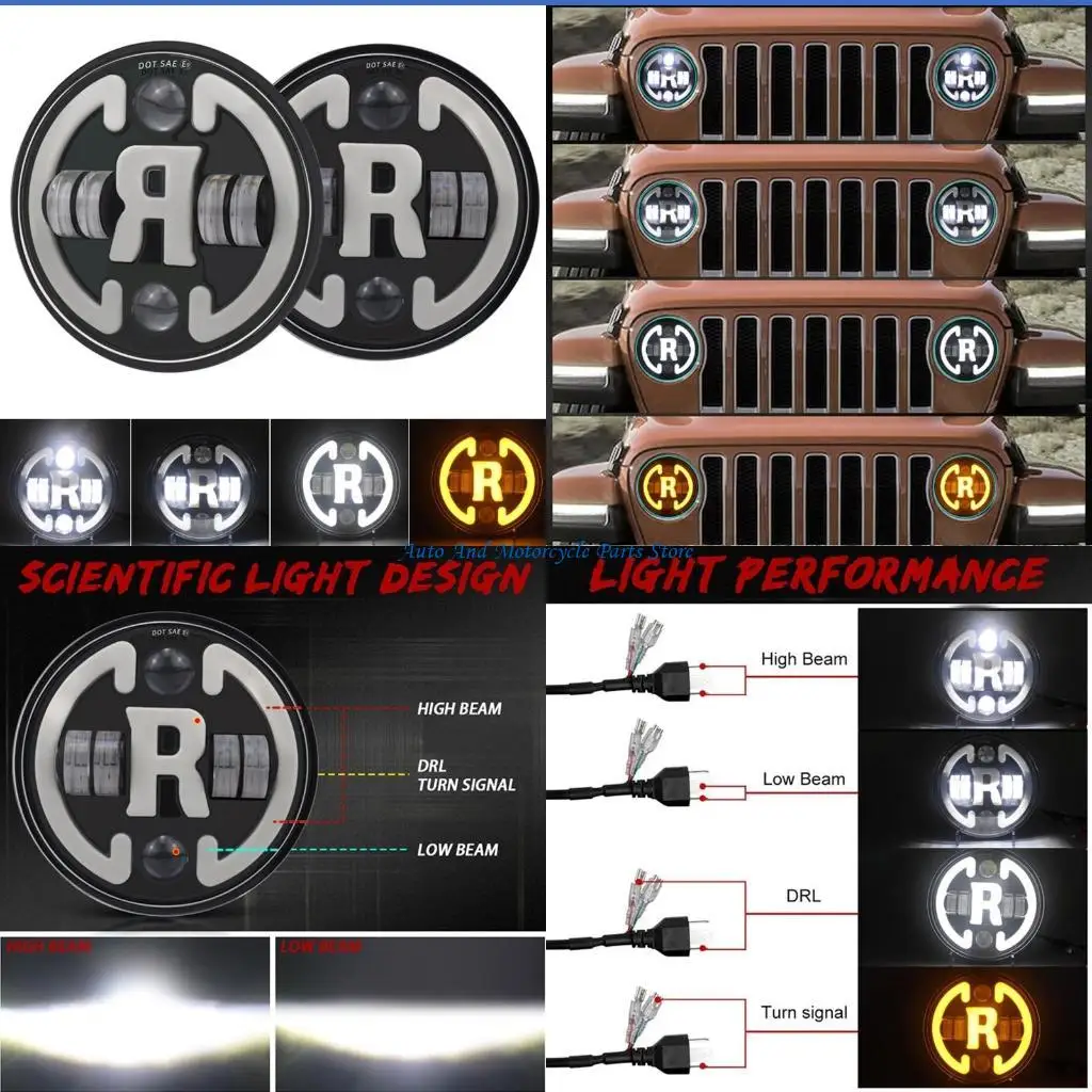 

P9FD Highlight Front Bumper Dome Light High Low Beam for Wrangler Off-road