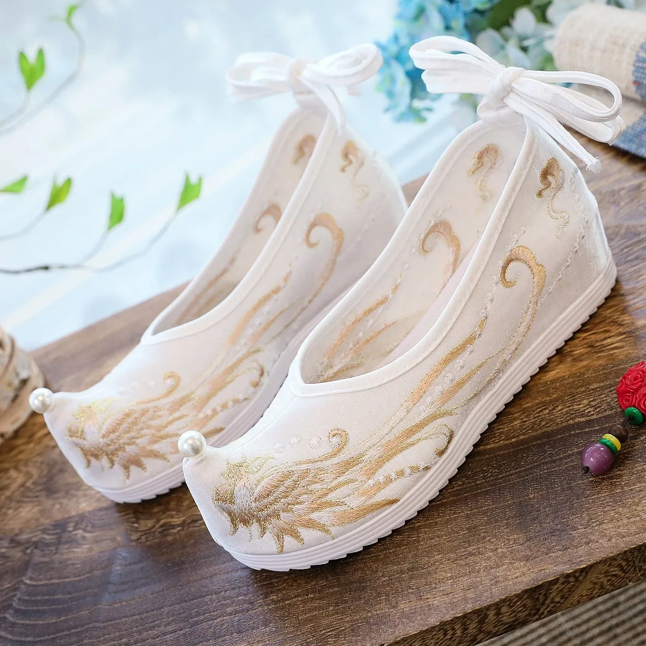 

Chinese Hanfu Embroidery Platform Shoes Women's Retro Bow Decor Party Daily Casual Footwear Size 35-40 Q-161