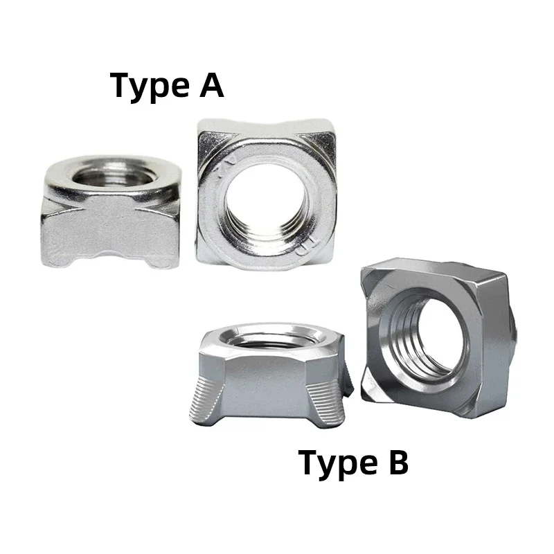 1~10Pcs Square Weld Nuts M4 M5 M6 M8 M10 304 Stainless Steel Quarter Turn Spot Weld Nuts for Agricultural Machinery