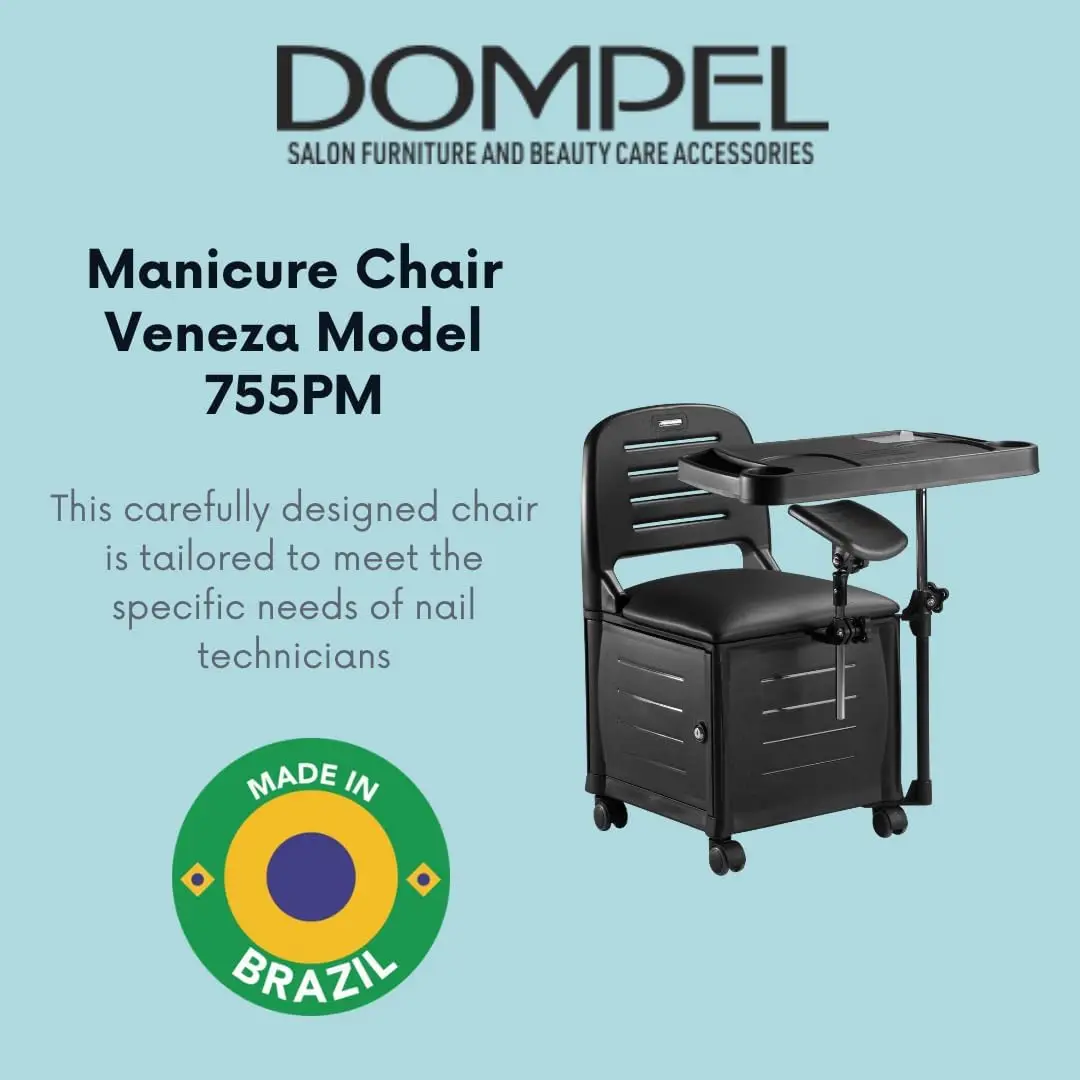 Cadeira de manicure Dompel Veneza |   Mesa portátil para unhas para mesa Nail Tech |   Mesa para unhas removível com organizador e apoio para os pés para