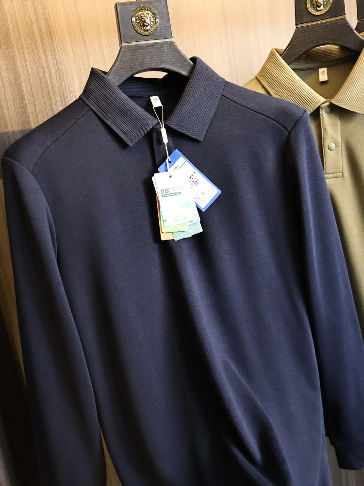Modal Elastic Long Sleeve  Shirt Men's Business Fold Collar Linen Blend Autumn Fashion Urban Style Moisture Wicking Singl...