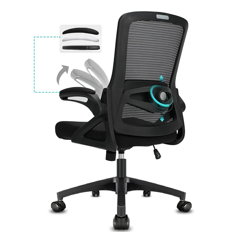 Milacyee Ergonomic Office Chair, Pc Gaming Chair with 90 °   Flip Armrests, Lumbar Support, Height Adjustable, Fashion Swivel Chair