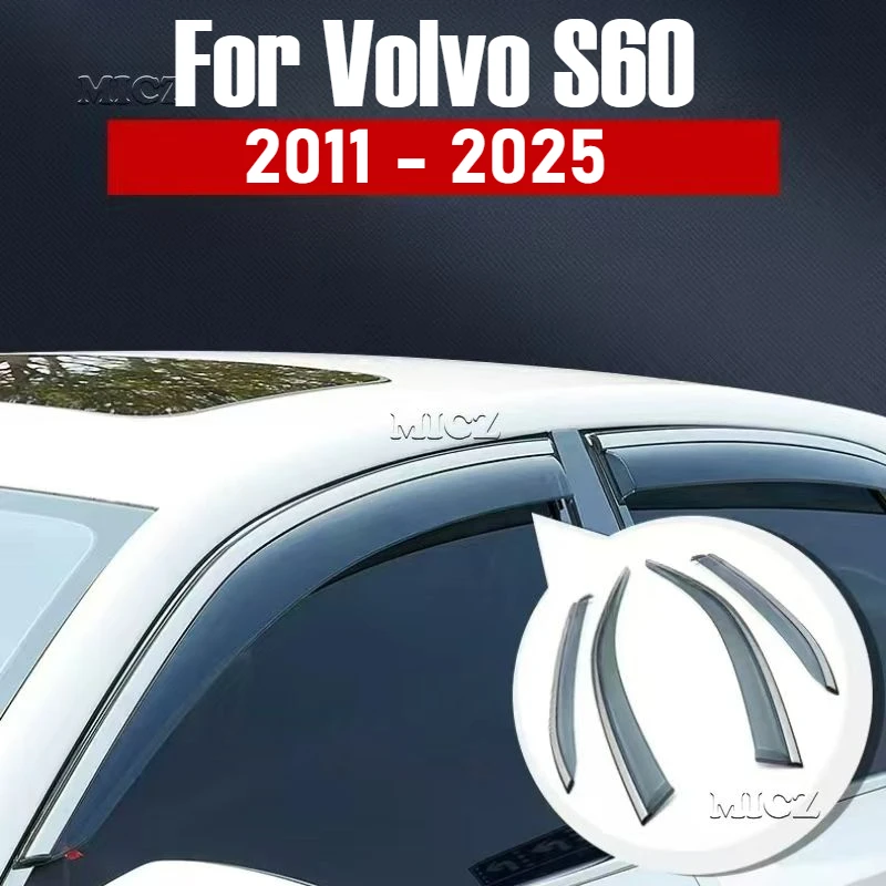 

For Volvo S60 2011 - 2019 2020 - 2025 Car Accessories Window Visor Vent Shade Rain Sun Guard Deflector Awnings Shelters Covers