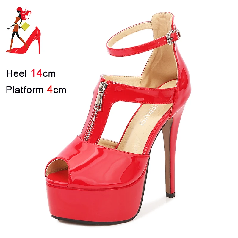 Sexy Peep Toe Women\'s Sandals Summer 14CM High Heels Comfortadle Platform Party And Weddings Elegant Ladies Shoes Big Size 46