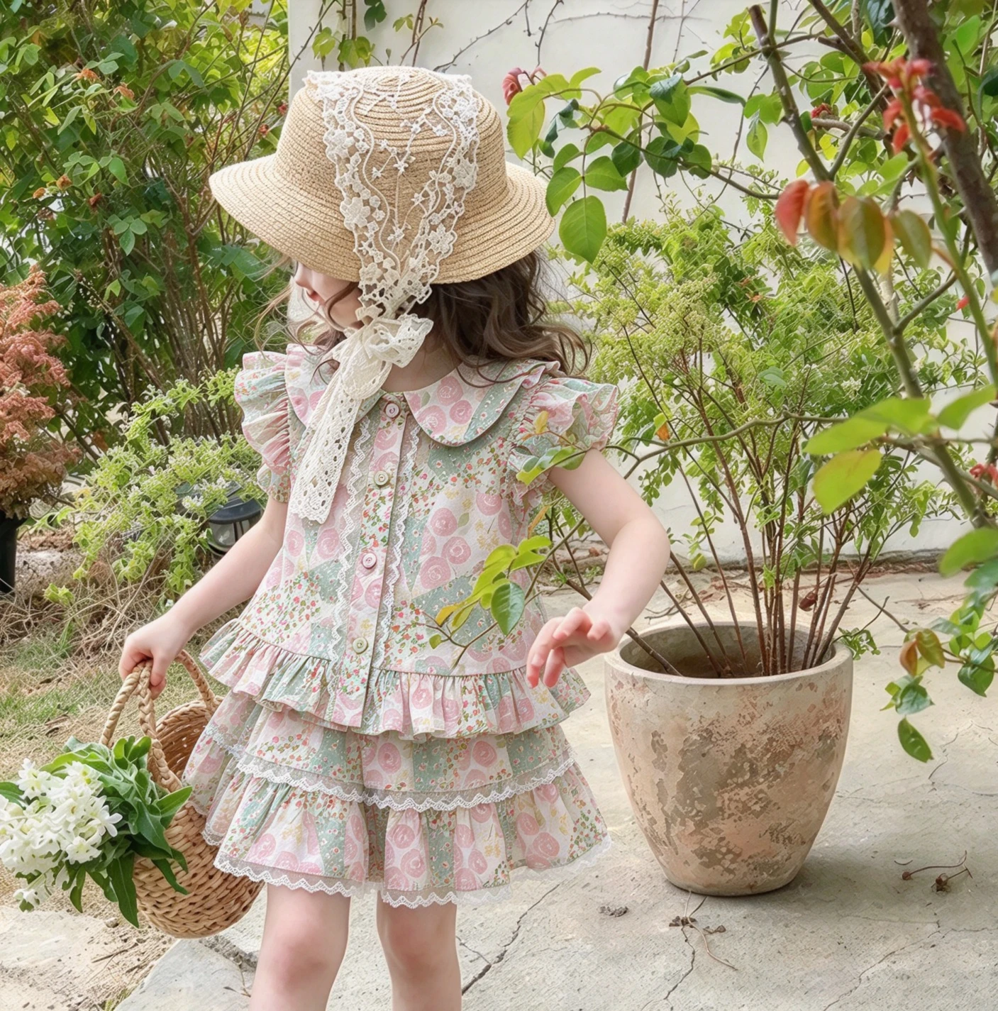 Children Clothing Girls Cute Shirt set 2026 Summer Korean Girls Fashion Floral Lace Princess Sweet Casual Girls two piece set