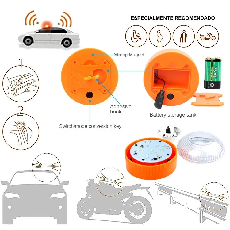 ไฟฉุกเฉินแบบพกพาสำหรับรถยนต์ไฟสัญญาณฉุกเฉินสีส้ม/น้ำเงิน/แดงแม่เหล็กเหนี่ยวนำไฟแฟลชรถยนต์ไฟฉายกันน้ำใหม่ล่าสุด
