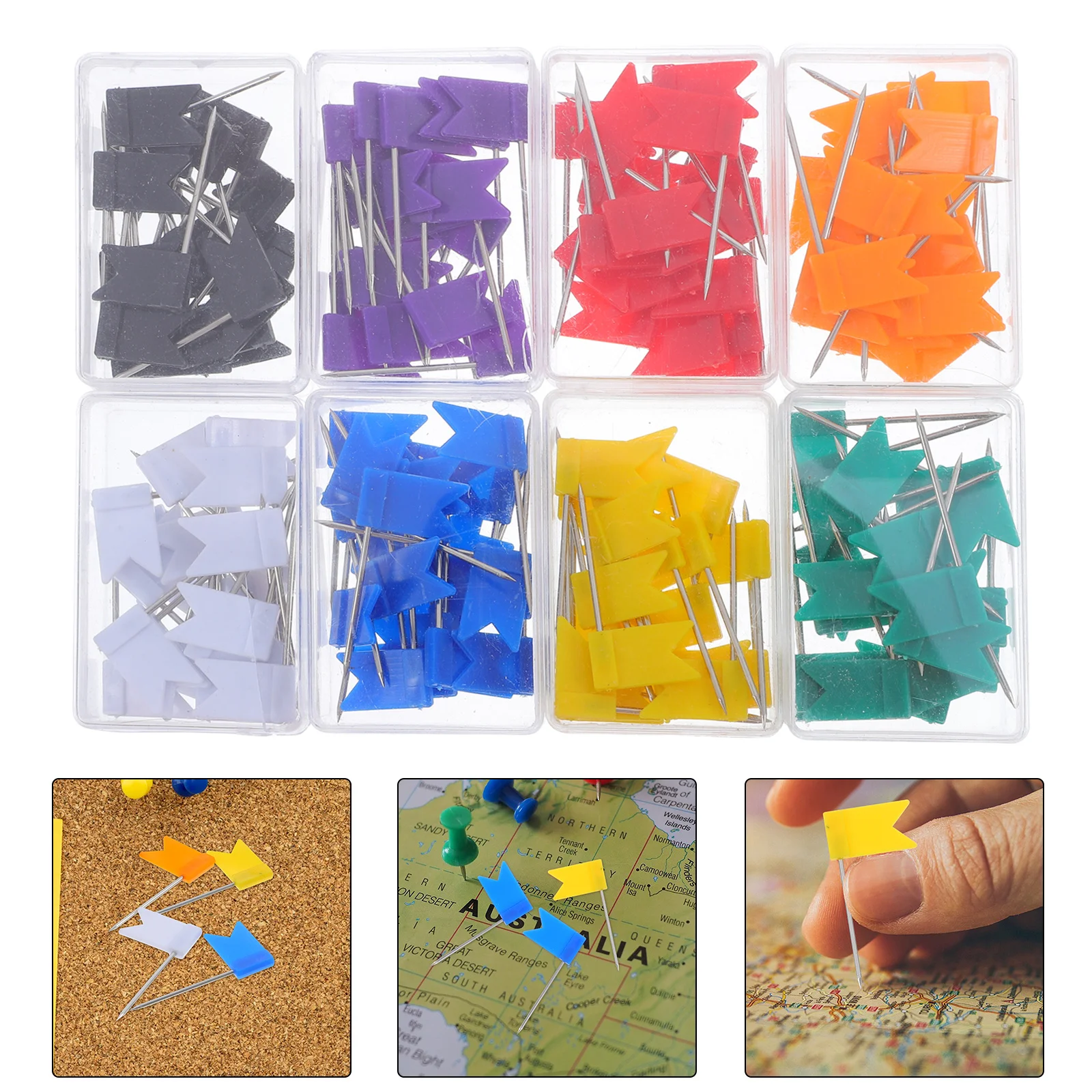 

160Pcs Colorful Flag Thumb Tacks Map Markers for Travel Planning Wall Maps Notice Boards Art Projects Office Stationery