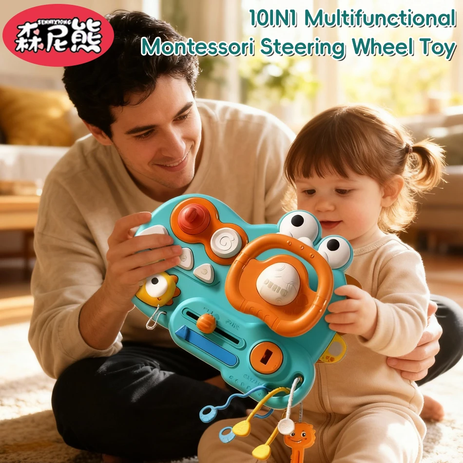 

Развивающая доска-бизиборд SENNIXIONG для малышей: руль-динозавр, Монтессори-игрушка, сенсорная доска для путешествий, развивающая игрушка для раннего развития, подарок для малыша