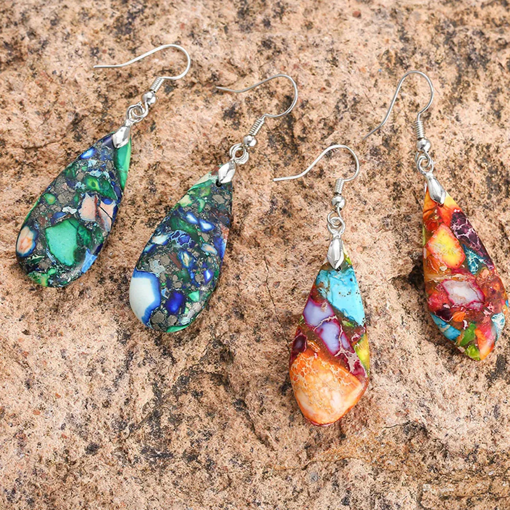 

1Pair Colorful Stone Dangle Earrings Women's Bohemian Drop Earrings Lightweight Trendy Fashion Jewelry Gift for Wife Girlfriend