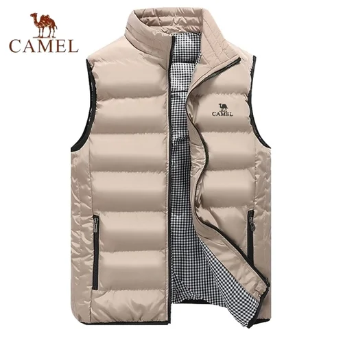 Imagen 2 del producto Chaqueta chaleco de algodón de alta gama CAMEL bordada, chaqueta sin mangas cómoda informal de moda de otoño e invierno para hombre