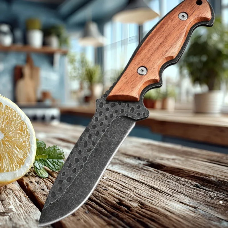 5-Zoll Geschmiedetes Ausbeinmesser, Scharfes Kochmesser mit Holzgriff, Tranchiermesser, Schneidemesser, Kochmesser, Schälmesser für Obst, inklusive Schutzhülle