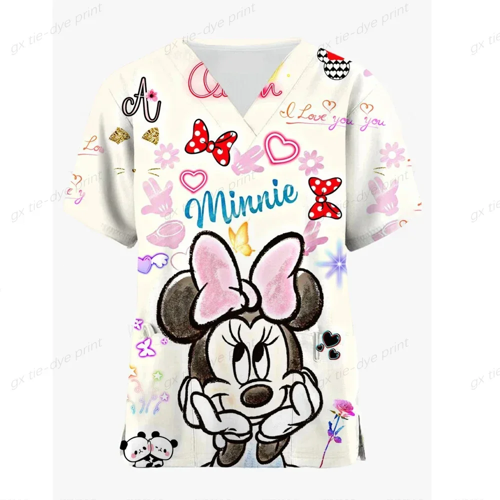 Disney-meninas Mickey Mouse 3D impresso camiseta de manga curta, roupas infantis, camiseta respirável, desenhos animados divertidos, casual