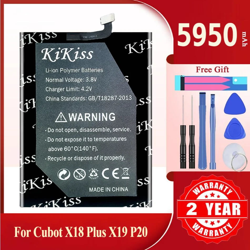 5950mAh KiKiss Powerful Battery For Cubot X18 Plus X18Plus X19 P20 Battery