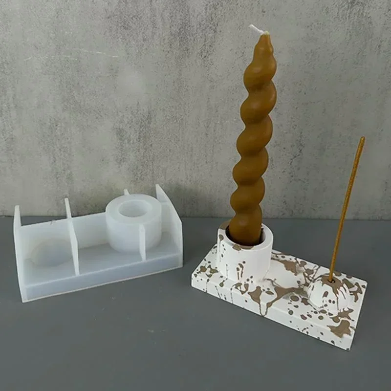 Match Holder Plaster Resin Molds Supplies Silicone Mold for DIY Incense Insert Tray Candlestick Concrete Cement Mould
