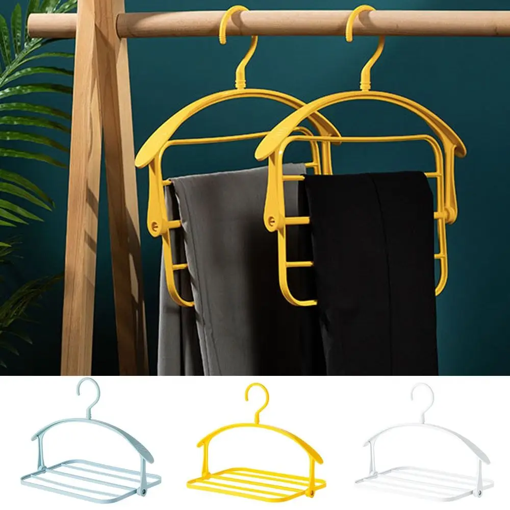 Plastic Reversible Folding Trouser Rack 360° Rotating Non-slip 5 Layers Pants Hangers Widening Thickening Clothes Drying Rack