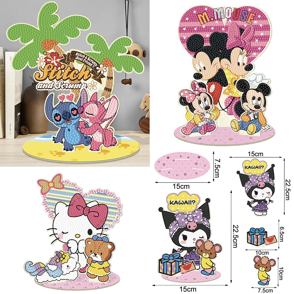 Disney Drewniany wisiorek Diamentowa malowana dekoracja DIY Diamentowy haft Sanrio Sypialnia Dekoracja biurka Dekoracja domu