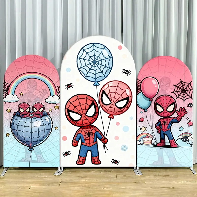 

Arch Backdrop Cover Single Side Spider Man Rainbow Balloon Party Decoration Photo Booth Background Props Event Supplies