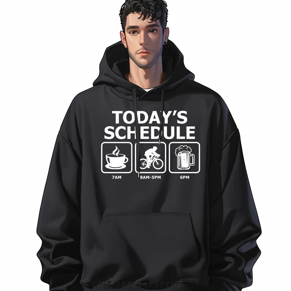 

Today Is Schedule Coffee Mountain Bike Beer Funny Graphic Tee Polyester Hoodie Men Printed On