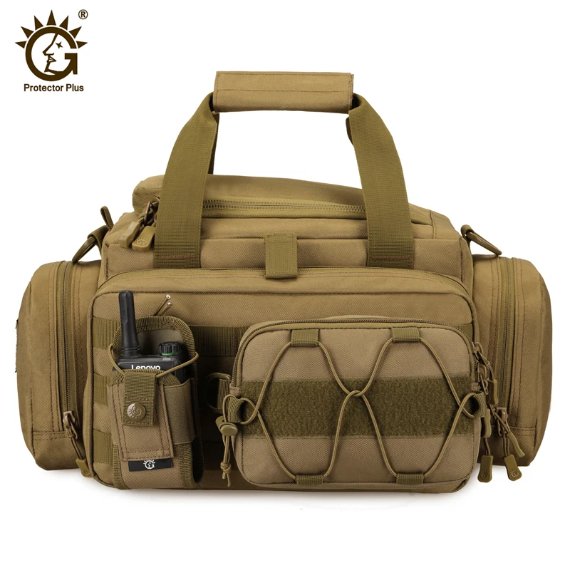 600D Waterproof Equipment Tactical Range Bag, Gun Shooting Pistol Case, Khaki Hunting Accessories, Tools Sling Bag