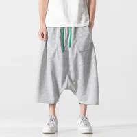 Nuevos pantalones holgados Harajuku de pierna ancha para hombre, pantalones hasta la pantorrilla de Hip Hop, ropa de calle para correr para hombre, pantalones de chándal informales para hombre 5XL