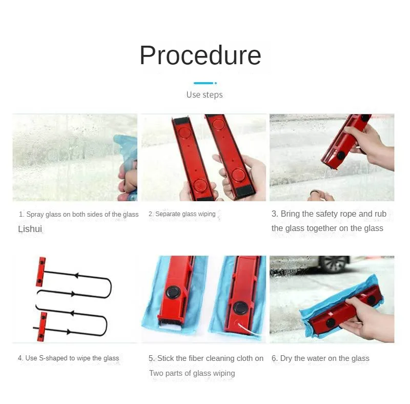 Glass Wipe Double-sided Strong Magnetic Large Suction Household High-rise Cleaner Glass Window Artifact Wiper Glass Scraper