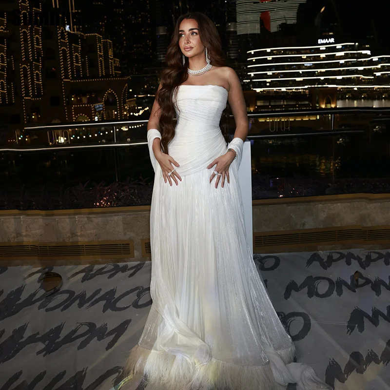 

Sumnus Элегантные белые вечерние платья из шелковистых плиссированных платьев без бретелек для торжественных случаев فساتين سهرة по индивидуальному заказу