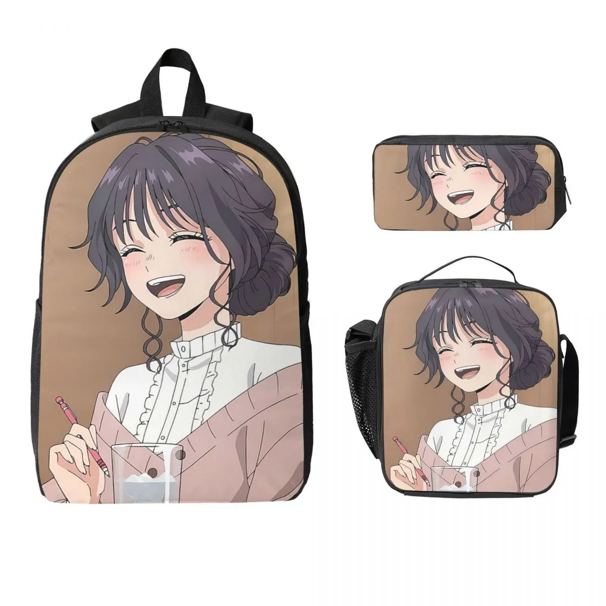 

The Fragrant Flower Blooms With Dignity Anime Backpack BookBag School Bag Shoulder Bags 3ps Insulated Lunch Bag Pencil Case