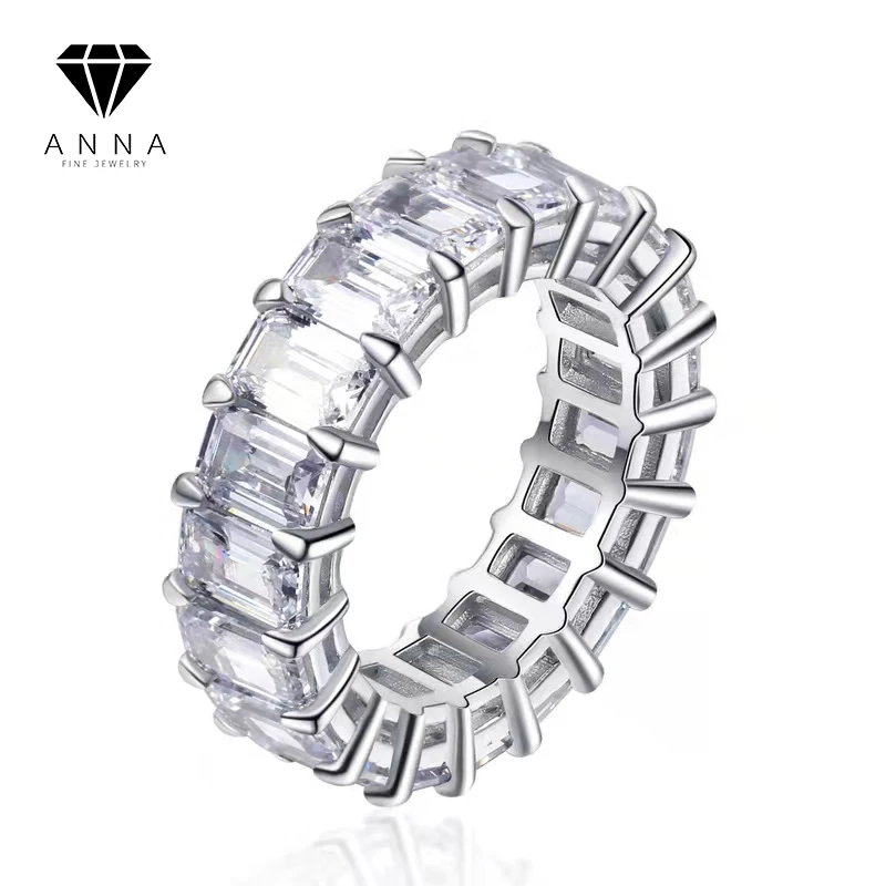 

s925 Sterling Silver Ring For Women Men Princess Rectangular Retro Stacked High Carbon Diamond Ring Fashion Personality Jewelry