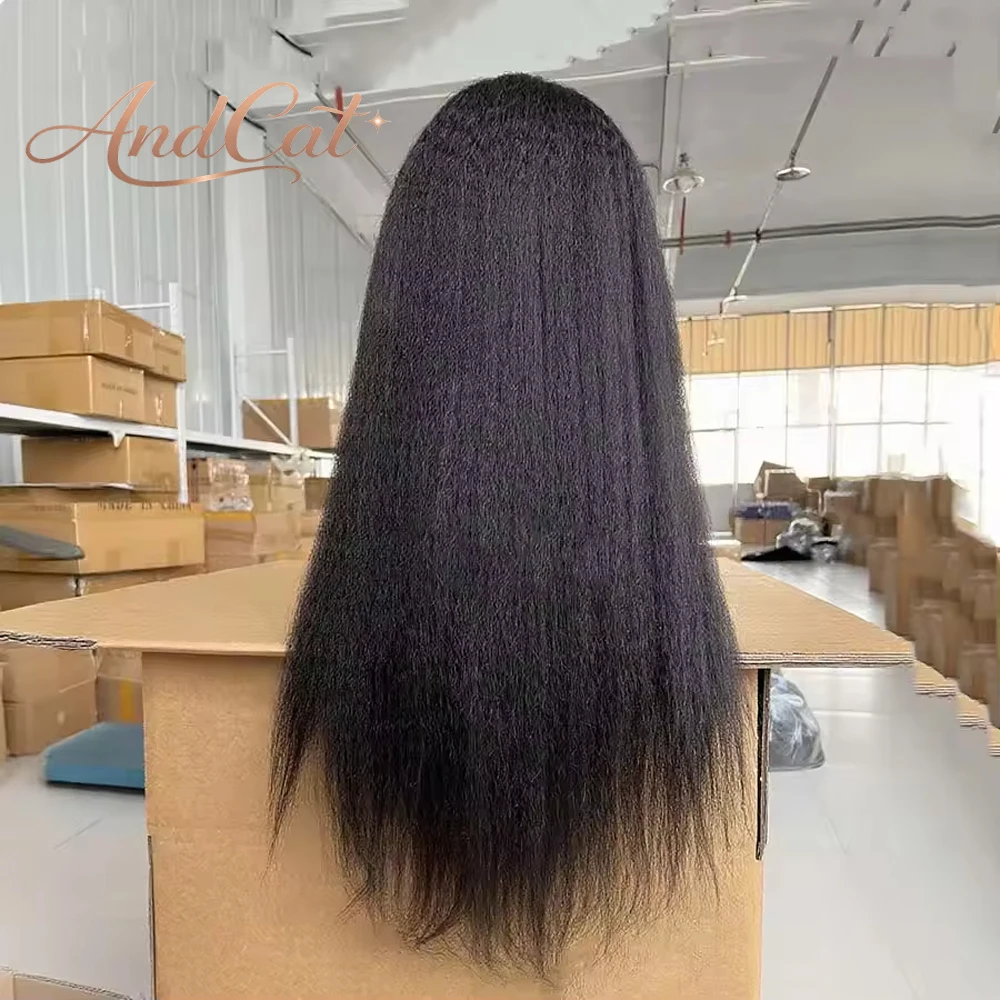 

Парик Kinky Straight с HD-лентой, без клея, прямой, в стиле Yaki, 100% вьетнамские волосы, с кудрявыми краями 4C, распродажа