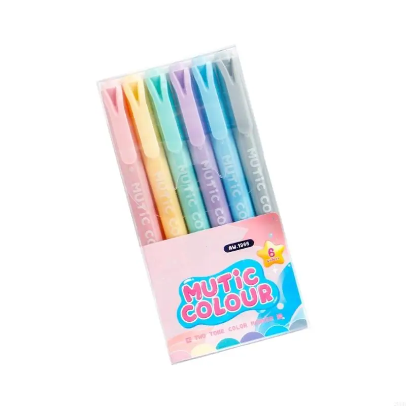 20CB 6/12/24 Colors Double-Head Highlighter Pen Fluorescent Pens School Supplies