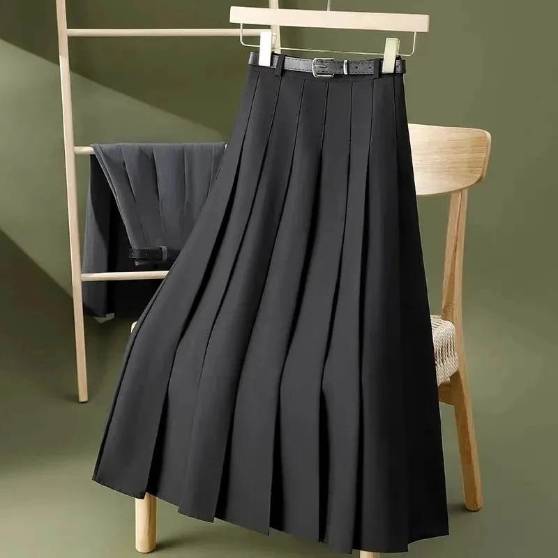 Women's A-Line Midi Pleated Skirt Suit High Waist Slimming Fullness Casual Commute Style Standard Fit Autumn New Arrival