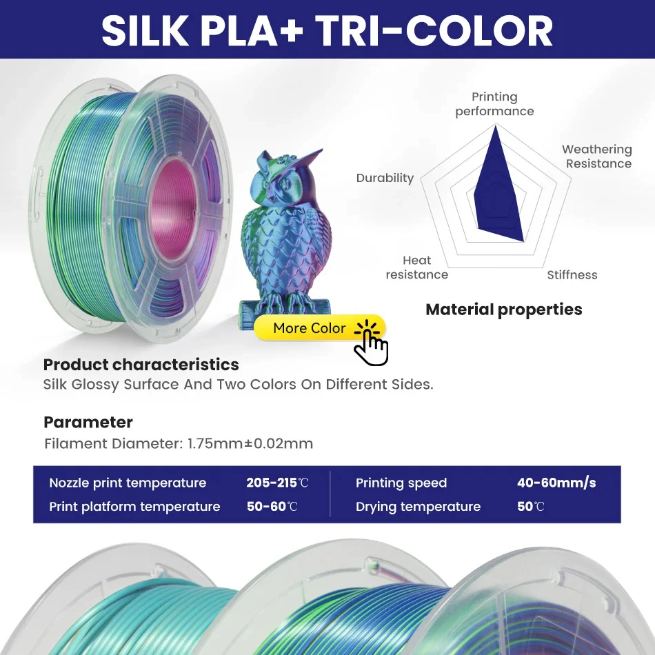 Imagem -03 - Jayo Filamento de Impressora 3d Seda Pla Arco-íris Tpu Mármore 3d Druck 1.75 mm 10 Rolos 100 sem Bolha Fdm Materiais de Impressora 3d Presente Diy