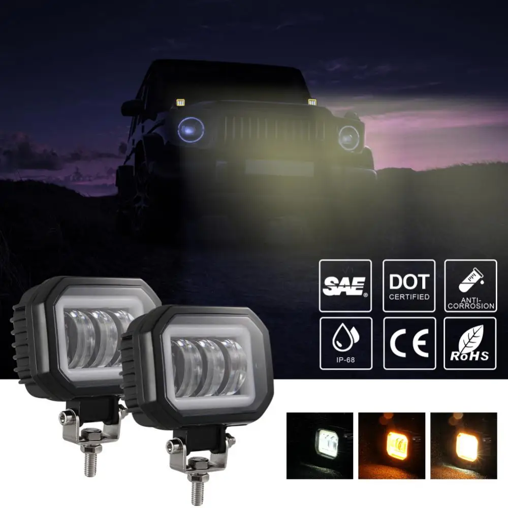 1/2pcs 30W LED Work Light Bar 3.5 Inch for Motocycle Truck Offroad 4WD Driving Fog Lamp Spotlight 12-30V 3000K/6000K Waterproof