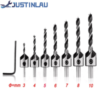 JUSTINLAU 7pcs HSS 5 Flute Countersink Drill Bit Set Reamer Woodworking 3-10mm Chamfer Drill Bits for Metal Dropshipping center