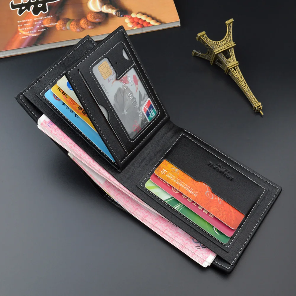 Casual Slim Wallet For Men Lightweight PU Leather Cash Card Organizer For Gift Daily Use